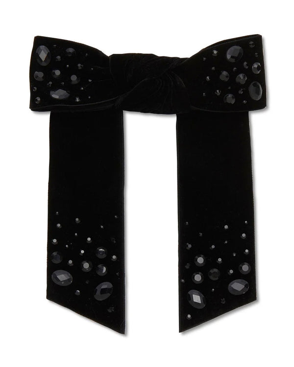 Lele Sadoughi Shirley Crystal Pebble Bow in Jet