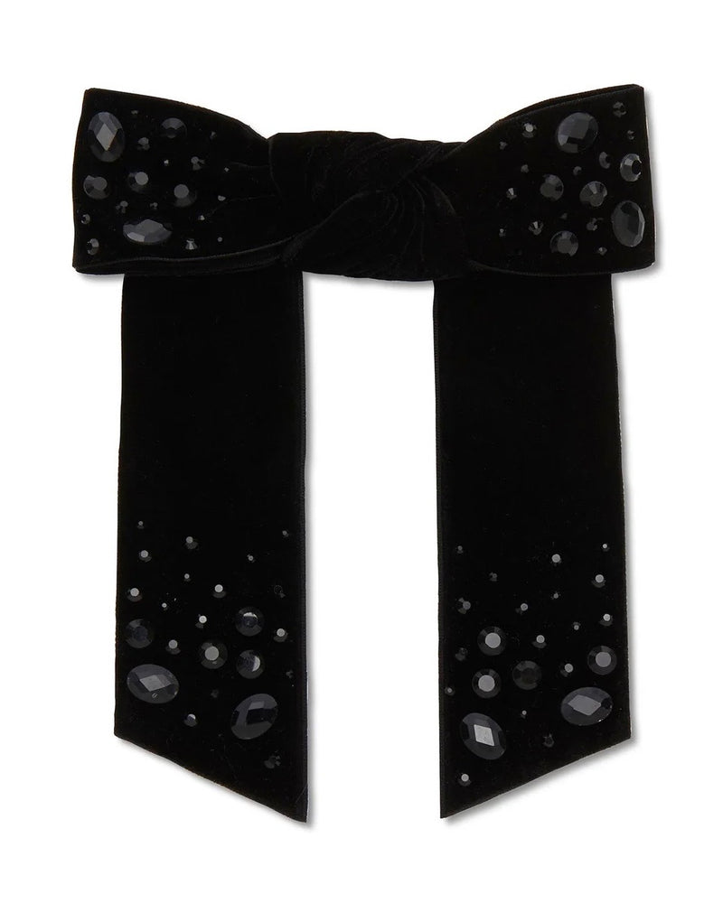 Lele Sadoughi Shirley Crystal Pebble Bow in Jet