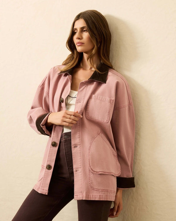 Faherty Sunwashed Canvas Barn Jacket in Nostalgia Rose