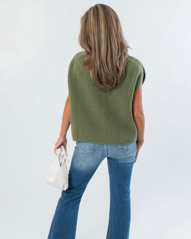 THML Sleeveless Mock Neck Knit Top