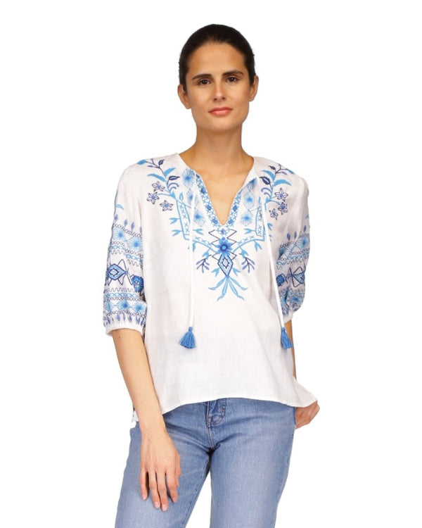 Johnny Was Taria Linen Relaxed Blouse