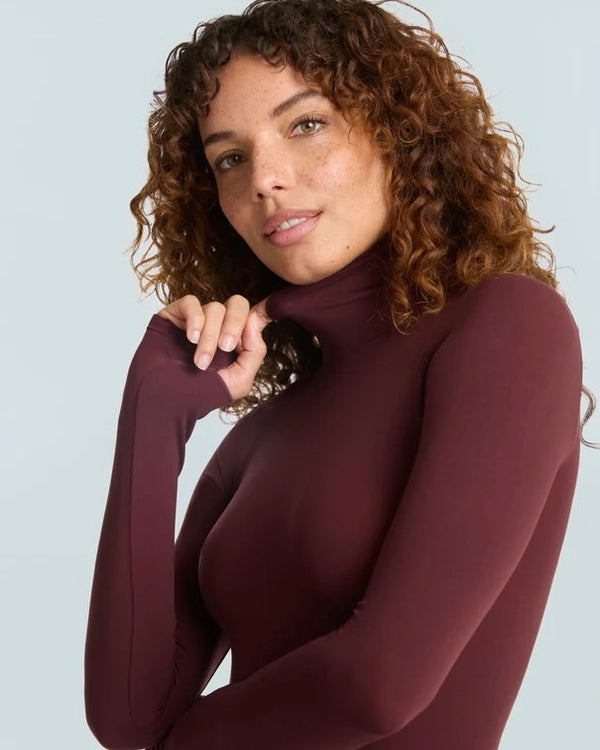 Commando Ballet Turtleneck Bodysuit W/Thumbholes in Raisin