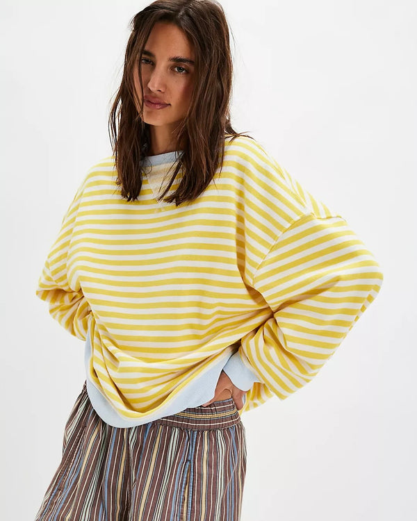 Free People Classic Striped Crew - Dandelion Combo