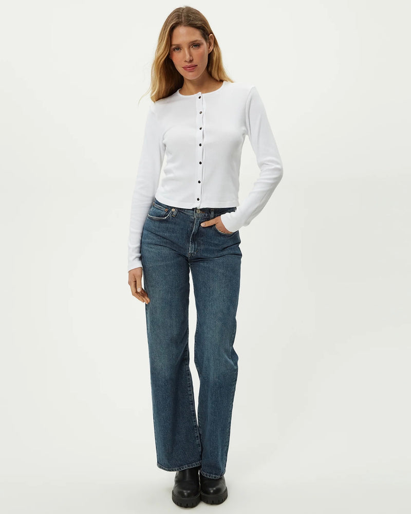 Michael Stars Trixie Crew Neck Snap Cardigan