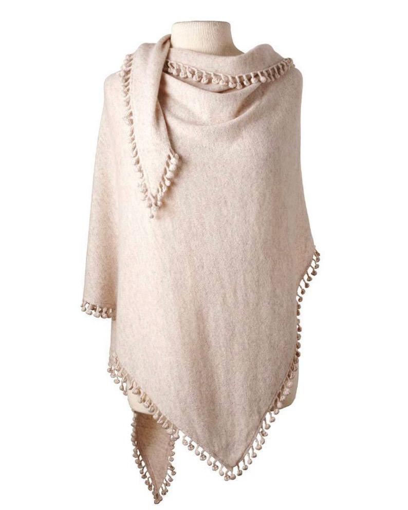 Captiva Cashmere Pom Pom Triangle Wrap