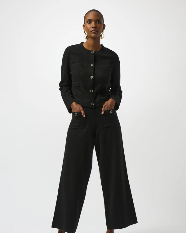 Joseph Ribkoff Sweater Knit Crew Neck Button-Front Jacket