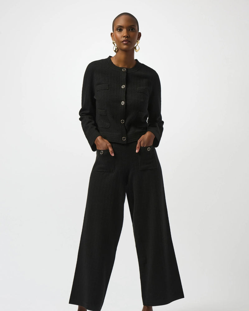 Joseph Ribkoff Sweater Knit Crew Neck Button-Front Jacket