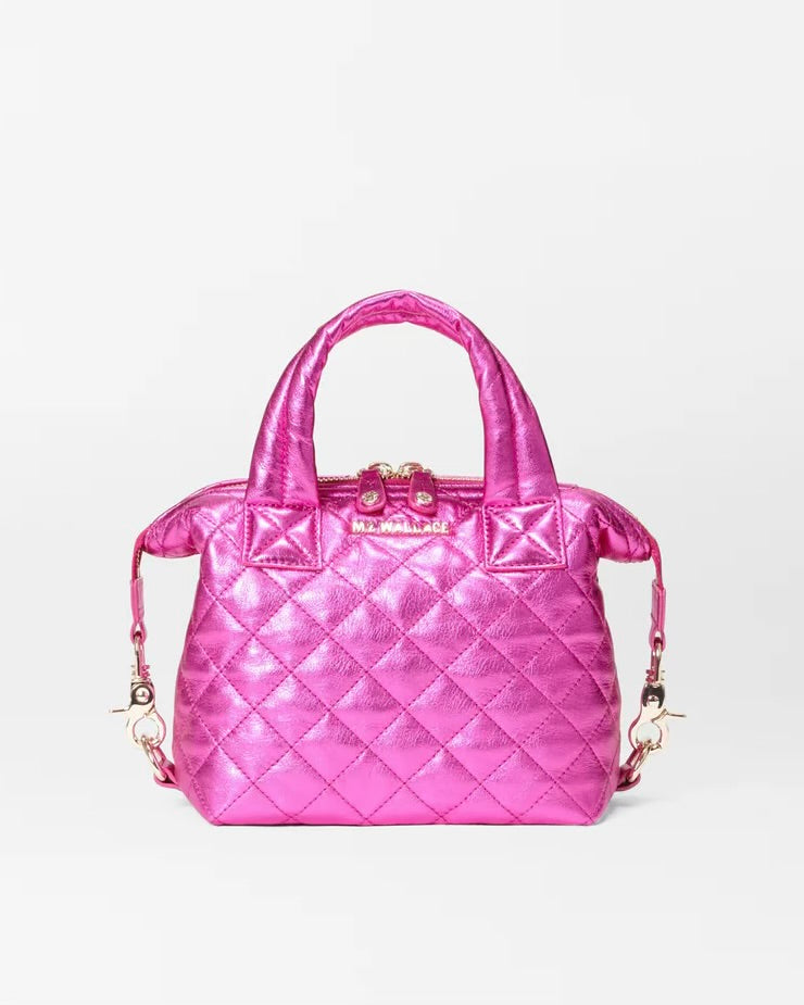 MZ Wallace Hot Pink Metallic Leather Micro Sutton