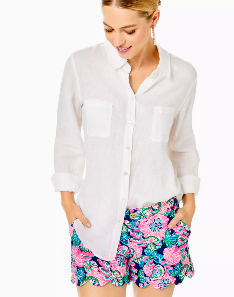 Lilly Pulitzer Sea View Linen Button Down
