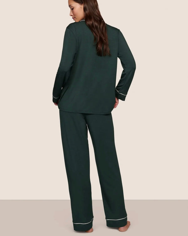 Eberjey Gisele Long PJ Set in Pine/Ivory
