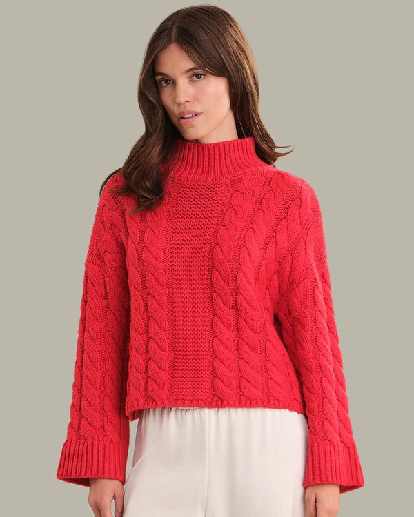 525 Adalynn Oversized Chunky Cable Mock Neck Pullover