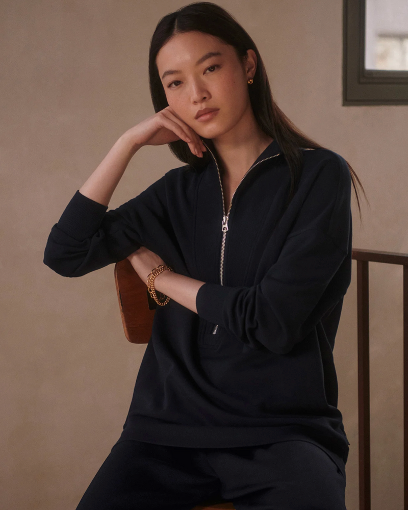 Varley Masie Longline Sweat in Navy