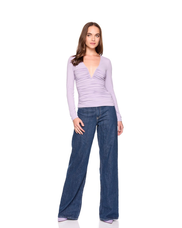 Susana Monaco V Wire Gathered Longsleeve Top