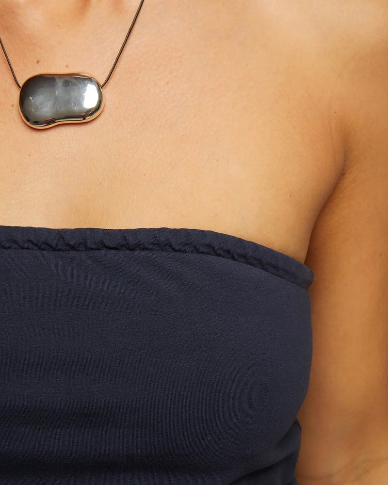 PWT Vera Cotton Spandex Tube Top in Navy