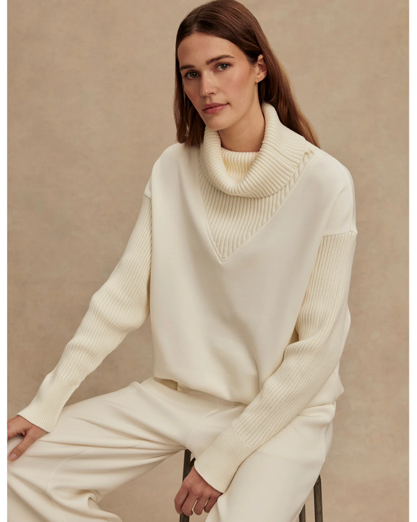 Varley Hannah Cowl Neck Sweat in Egret