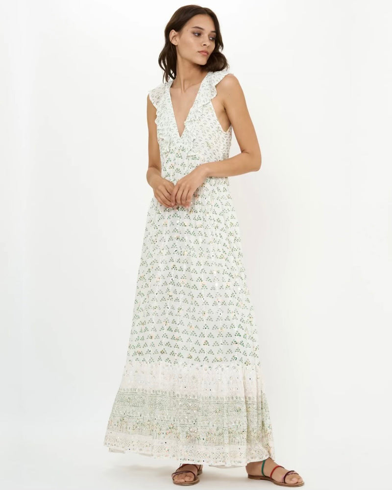 Oliphant Ruffle V-Neck Maxi in Juniper Olive – Monelle Vermont Oliphant Ruffle V-Neck Maxi in Juniper Olive – Monelle Vermont