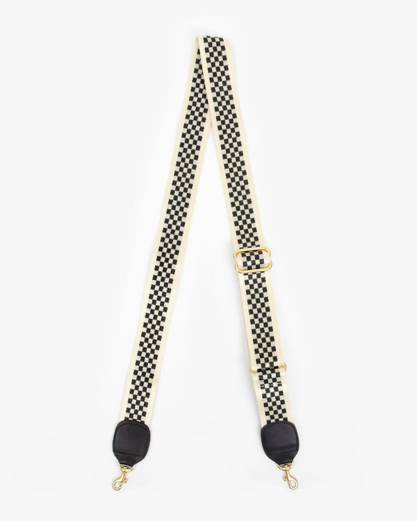 Clare V. Adjustable Crossbody Strap - Checkered Black/Cream