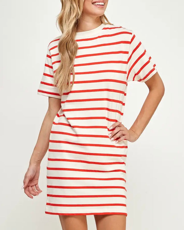 Burlington Harbor Marina Striped Tee-Shirt Dress