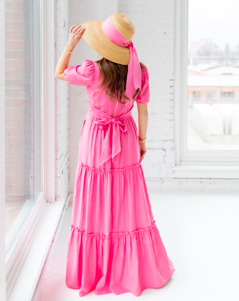 puff sleeve v neck maxi dress V-NECK PUFF SLEEVE FLORAL MAXI DRESS