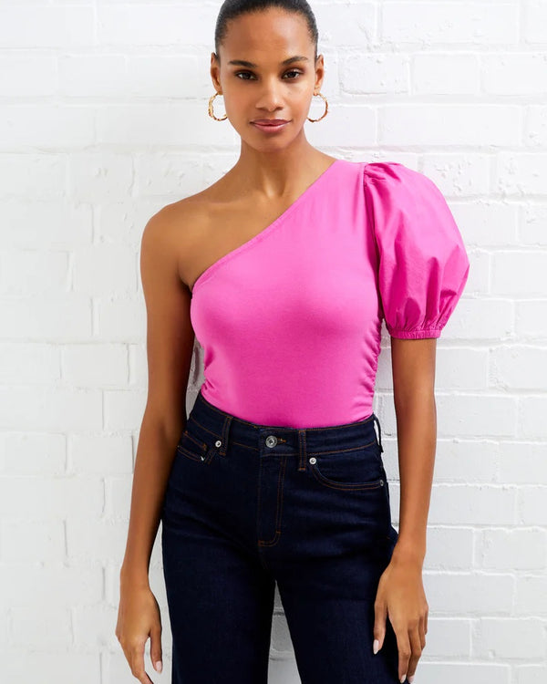 French Connection Rosanna One Shoulder Puff Sleeve Top