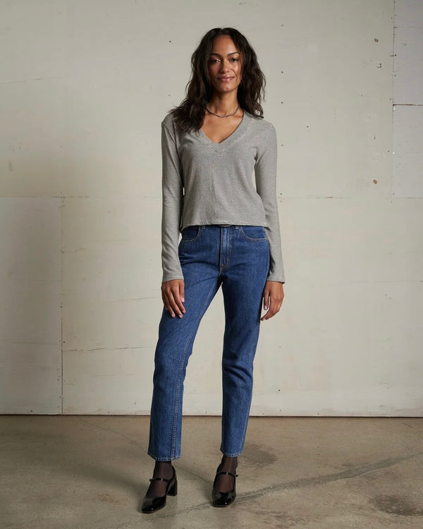 PWT Fiona Stripe Jersey V-Neck Long Sleeve