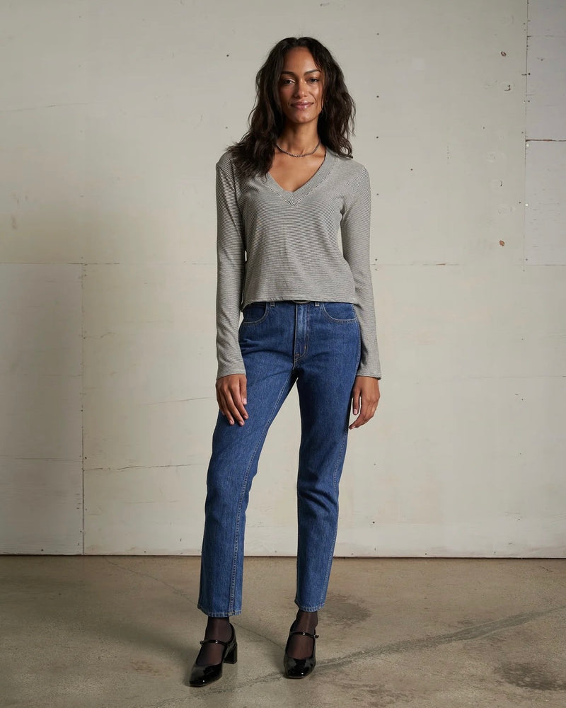 PWT Fiona Stripe Jersey V-Neck Long Sleeve