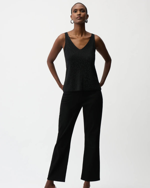 Joseph Ribkoff Metallic Knitted Camisole with Rhinestones in Black