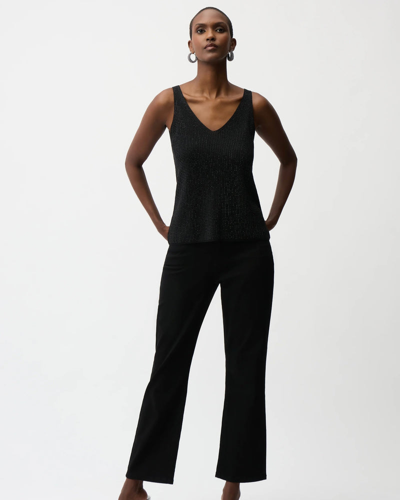 Joseph Ribkoff Metallic Knitted Camisole with Rhinestones in Black