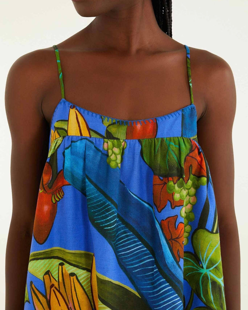 Farm Rio Banana Grapes Blue Sleeveless Tunic – Monelle Vermont
