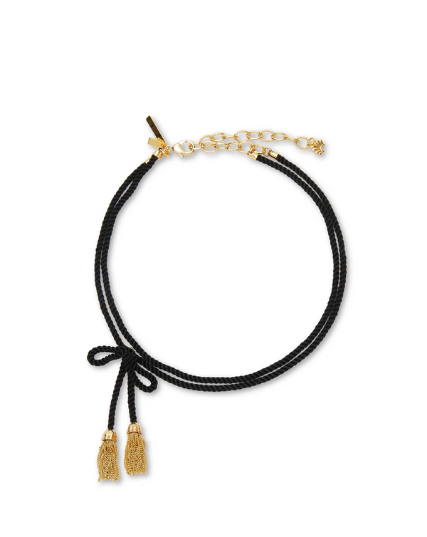 Lele Sadoughi Silk Rope Bow Tassel Necklace
