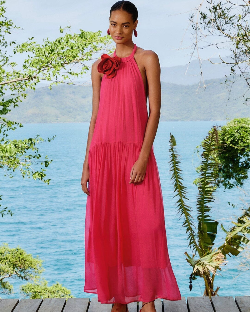 Farm Rio Pink Flower Maxi Dress Farm Rio Pink Flower Maxi Dress