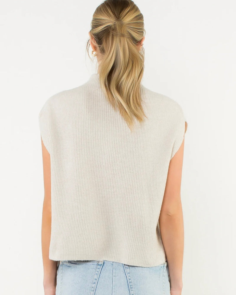 THML Sleeveless Mock Neck Knit Top