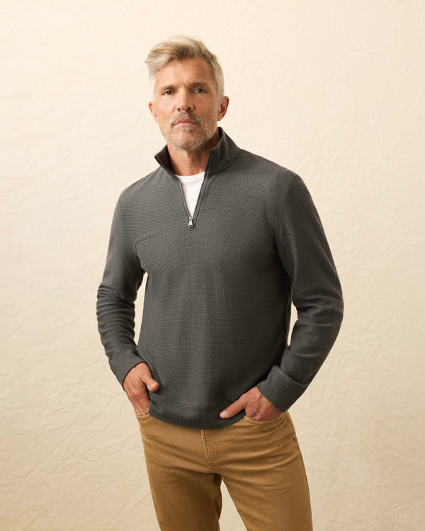 Faherty Mens Textured Knit Quarter Zip