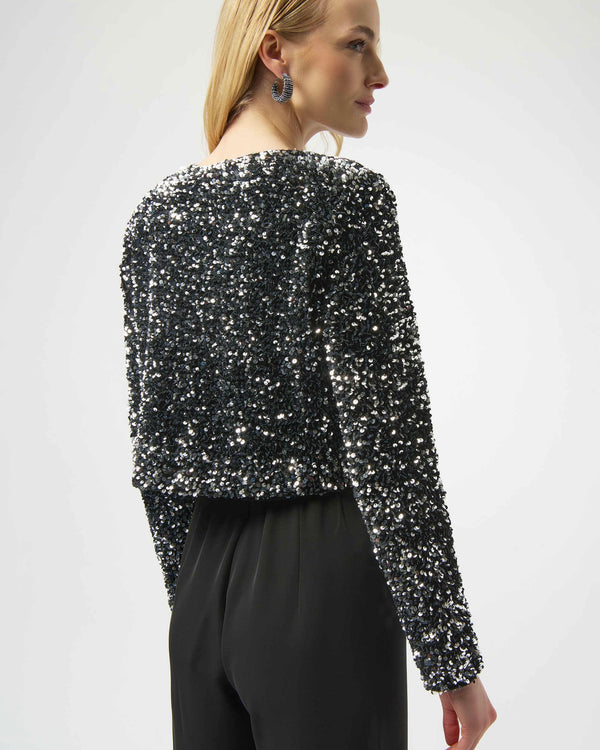 Joseph Ribkoff Sequined Velvet Cropped Cover-Up