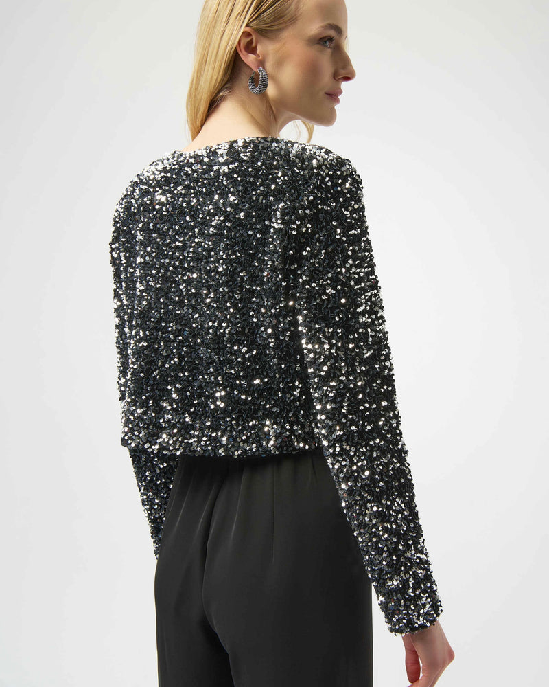Joseph Ribkoff Sequined Velvet Cropped Cover-Up