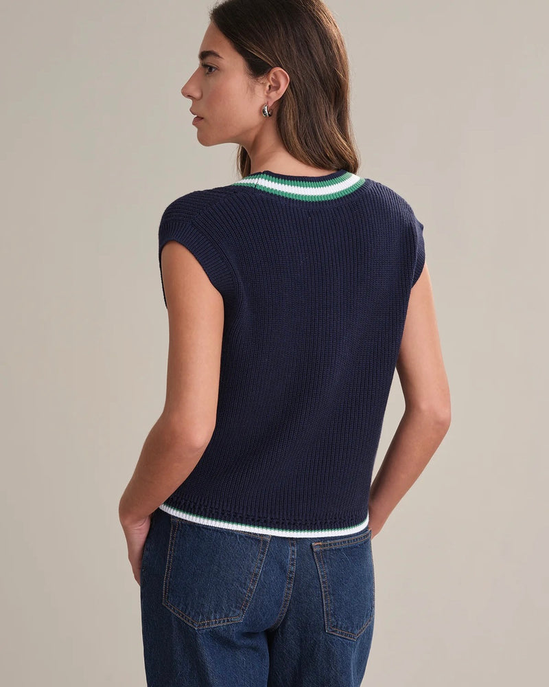 525 Wendy Varsity Crochet V Neck Vest