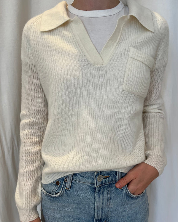 Cashmere Clouds Collared Pocket Sweater