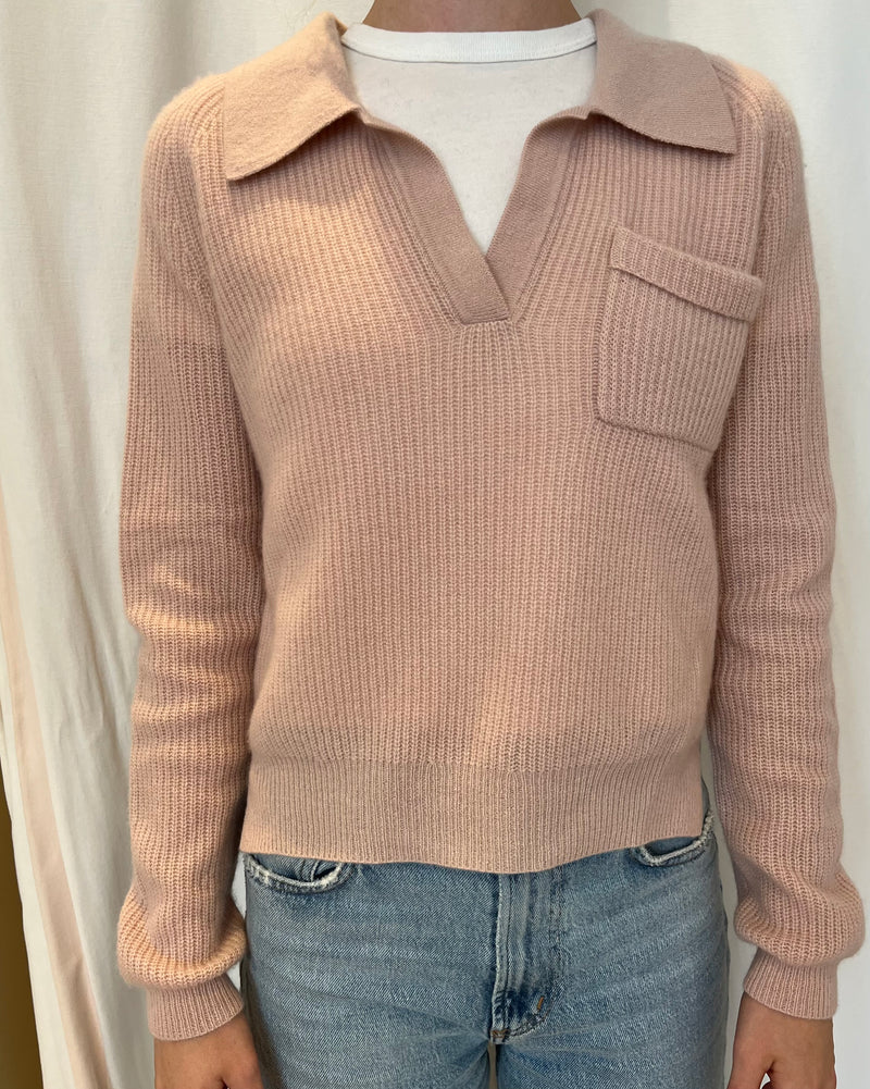 Cashmere Clouds Collared Pocket Sweater