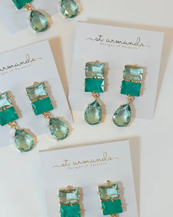 St. Armands Amalfi Turquoise Ombre Gem Drop Statement Earrings