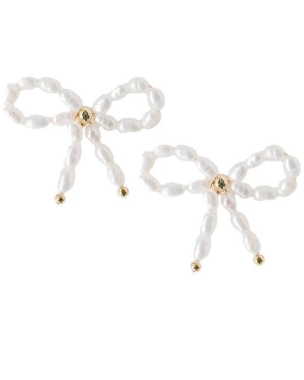 St Armands Petite Pearl Bow Stud Earrings