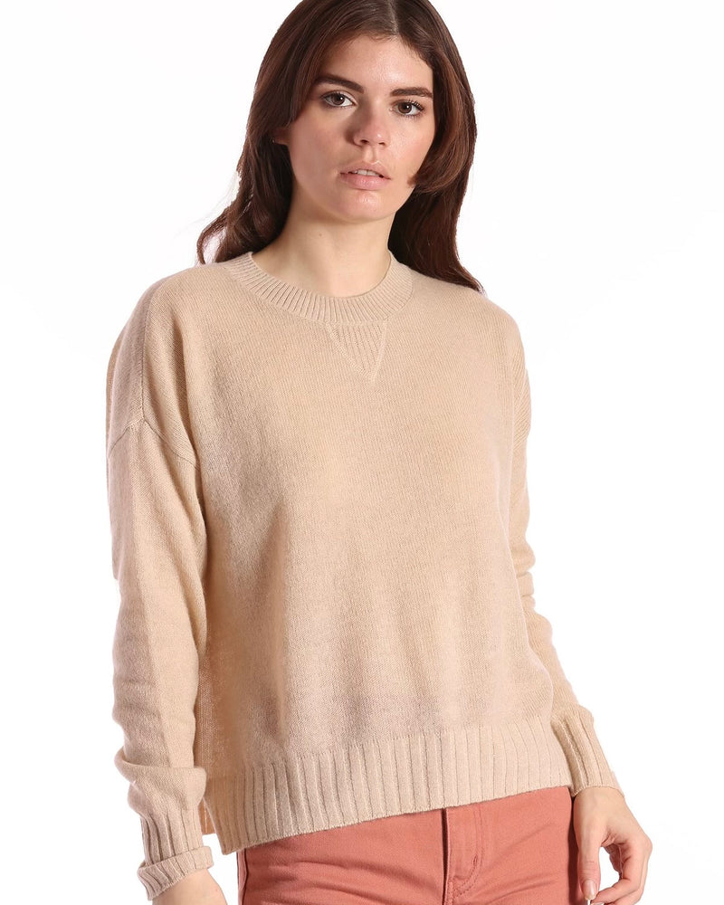 Minnie Rose Cashmere Sport Crew in Brown Sugar