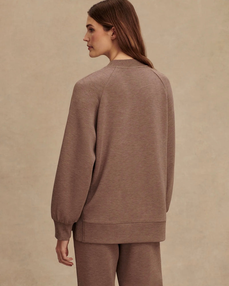Varley Nicole Boyfriend Sweat in Deep Taupe Marl Fleck