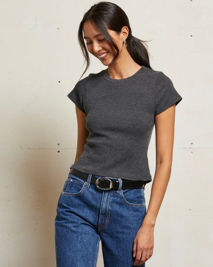 PWT Gabby Sweater Rib Short Sleeve Crew