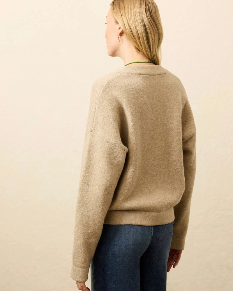 Faherty Jackson V Neck Popover in Oatmeal Heather