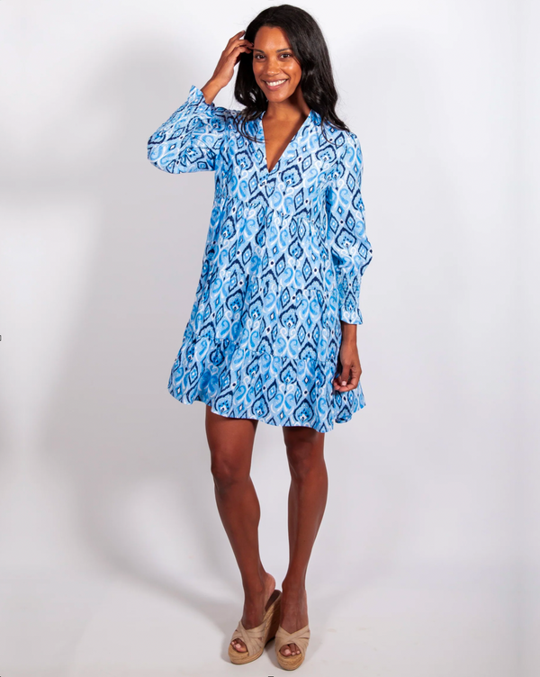 STS Blue Ikat Fit and Flare Tunic Dress