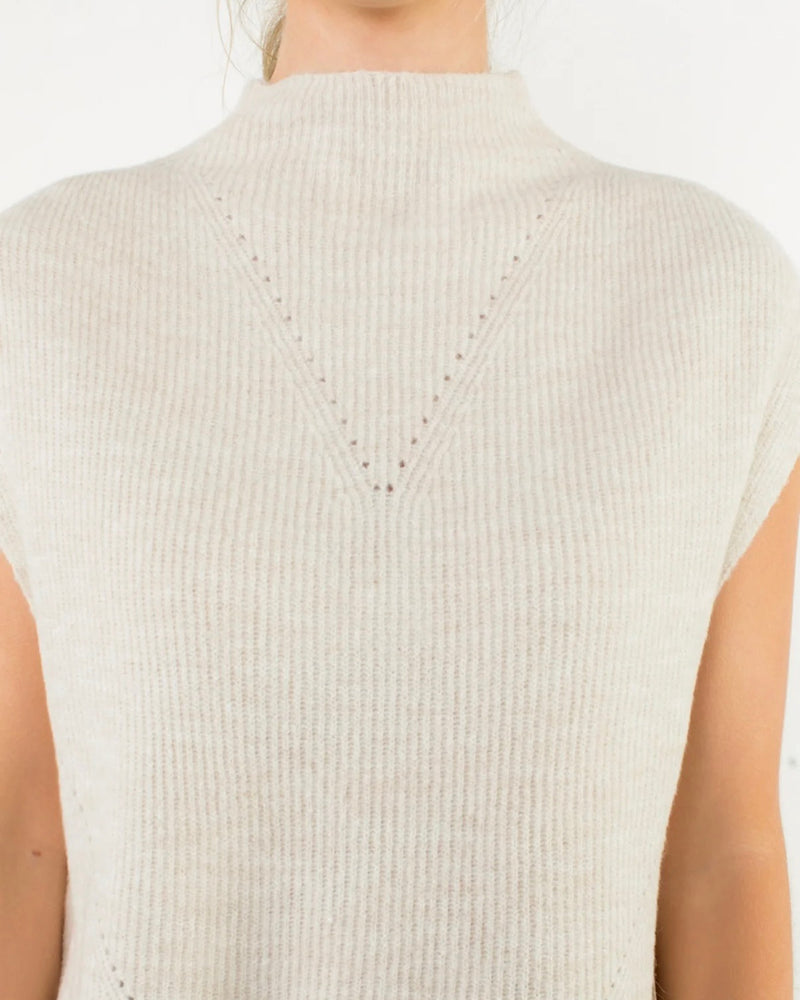 THML Sleeveless Mock Neck Knit Top
