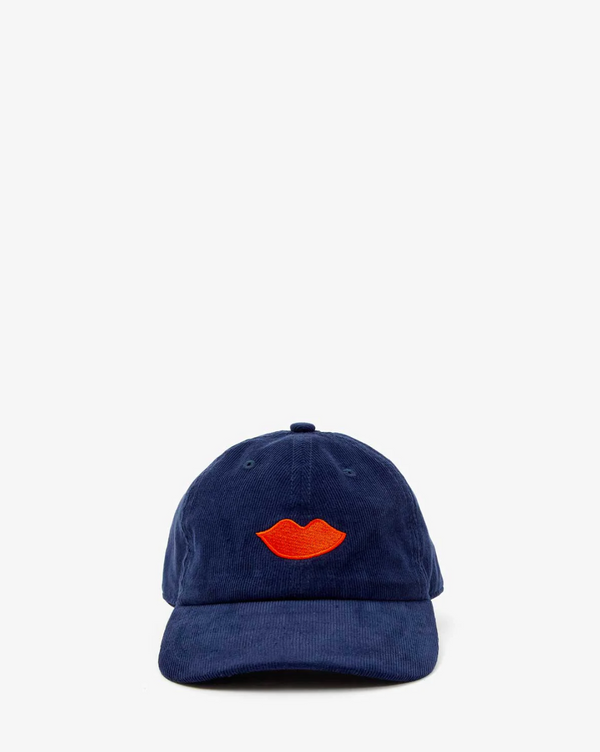 Clare V. Corduroy Baseball Hat - Embroidered Lips
