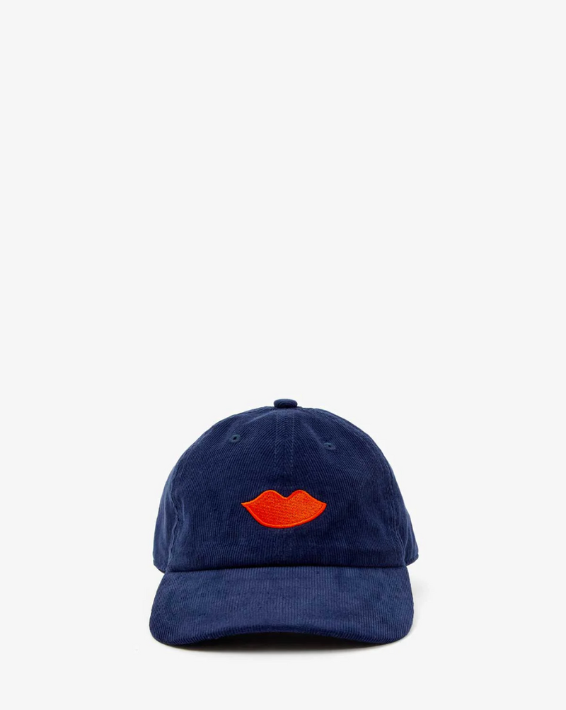 Clare V. Corduroy Baseball Hat - Embroidered Lips