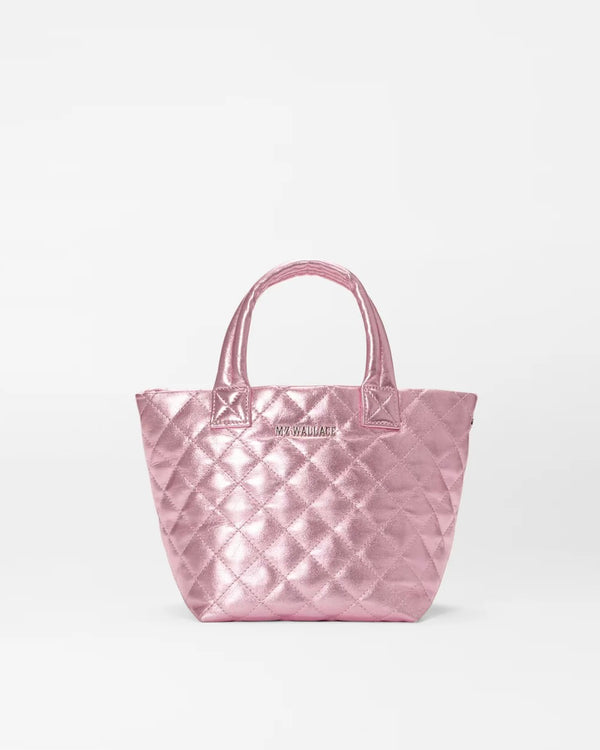 MZ Wallace Rose Metallic Leather Micro Metro Tote Deluxe