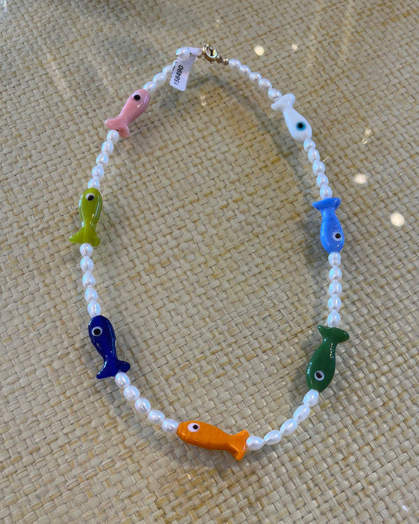 James Johnson Colorful Long Fish Necklace